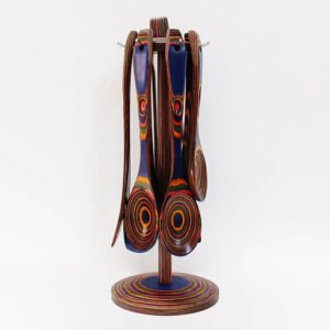 Pakkawood 8-Piece Blue Wooden Cooking Utensils With Hanging Holder