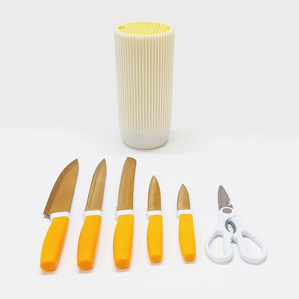 7-Piece Sharp Stainless Steel Chef Knives and Scissors with Block