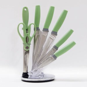 8Pcs Knife Set with Sharpener Scissors Storage Stand
