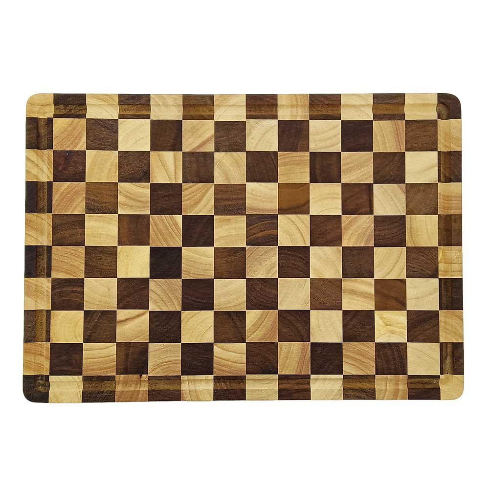 Large Wood Chopping Board Thick Checkered Cutting Board