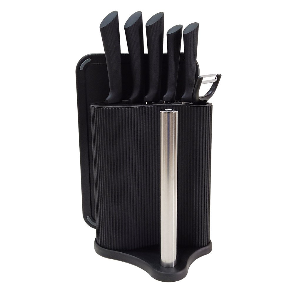 Knife and Cutting Board with Paper Towel Holder Set