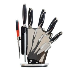 7 Pieces Premium Kitchen Knife Set With Rotatable Acrylic Block