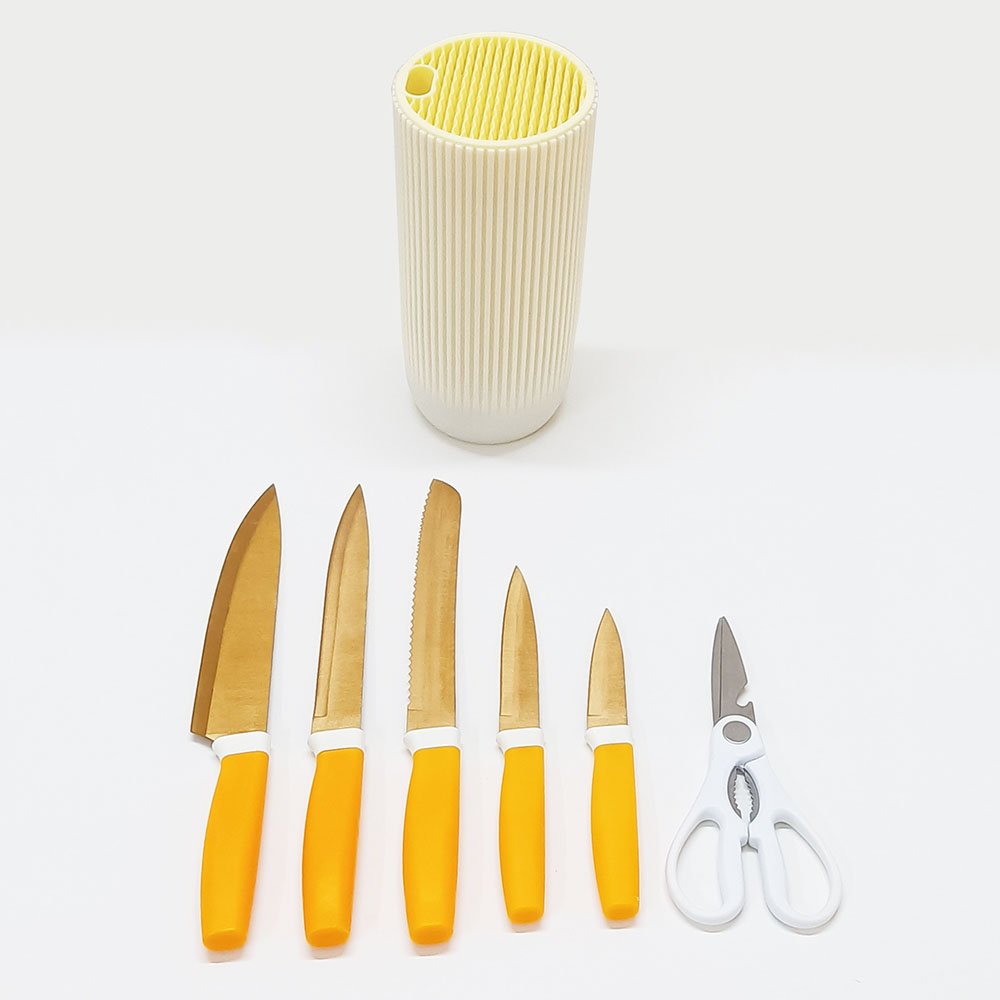 7-Piece Sharp Stainless Steel Chef Knives and Scissors with Block