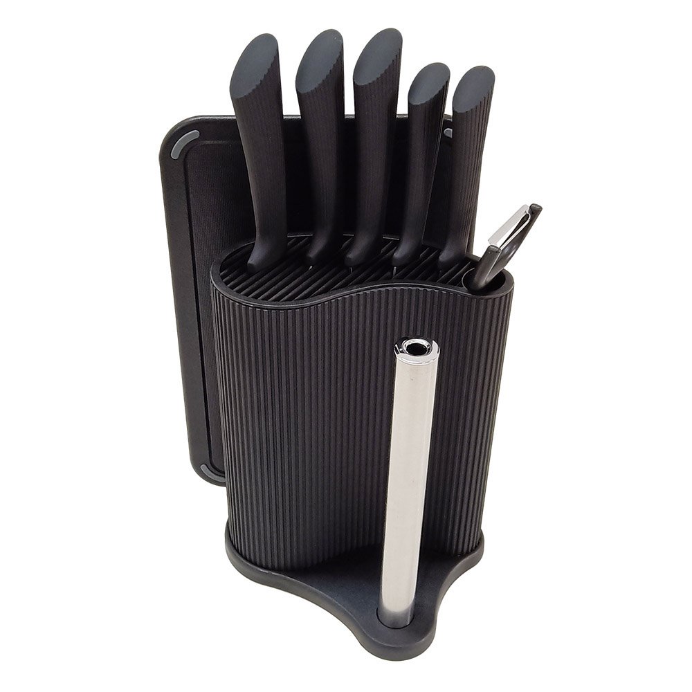 Knife and Cutting Board with Paper Towel Holder Set