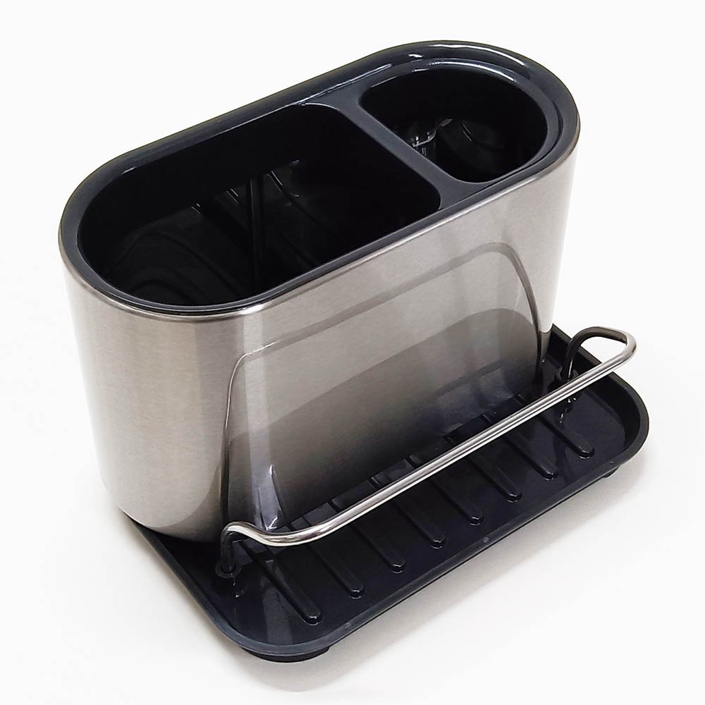 Stainless Steel Sink Caddy Sponge Brush Holder With Drain Tray