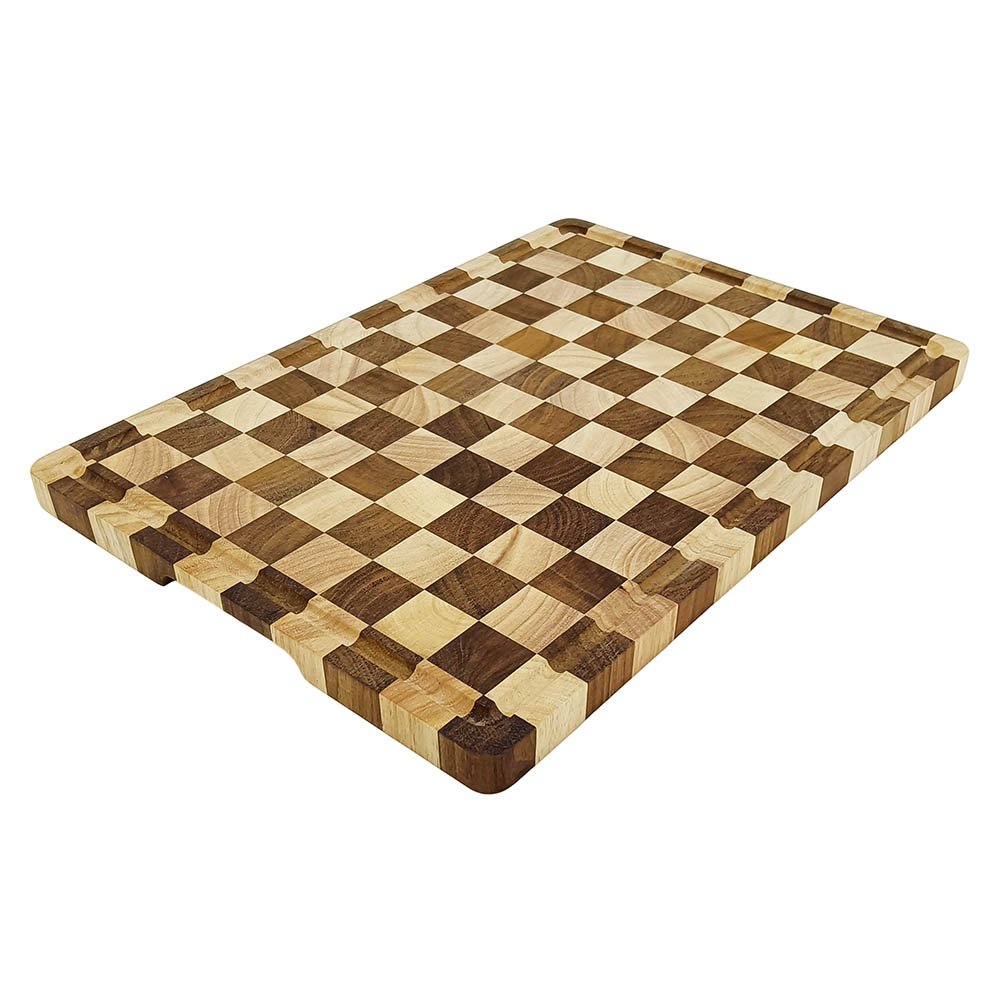 Large Wood Chopping Board Thick Checkered Cutting Board