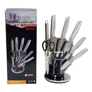 9-Piece Stainless Steel Kitchen Knife Set with 360 Rotating Block