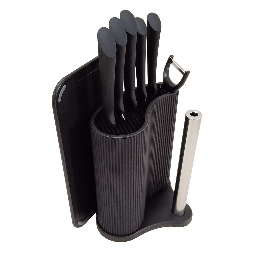 Knife and Cutting Board with Paper Towel Holder Set