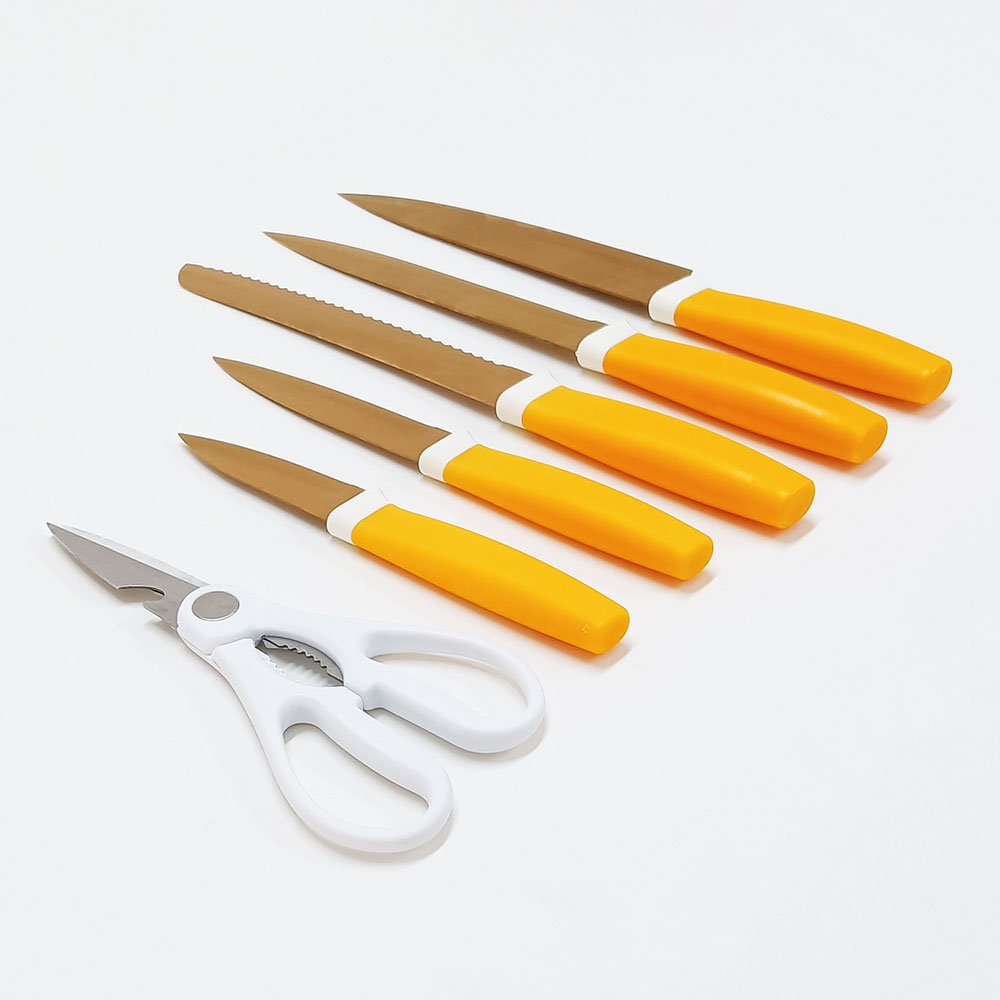 7-Piece Sharp Stainless Steel Chef Knives and Scissors with Block