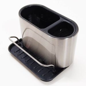 Stainless Steel Sink Caddy Sponge Brush Holder With Drain Tray