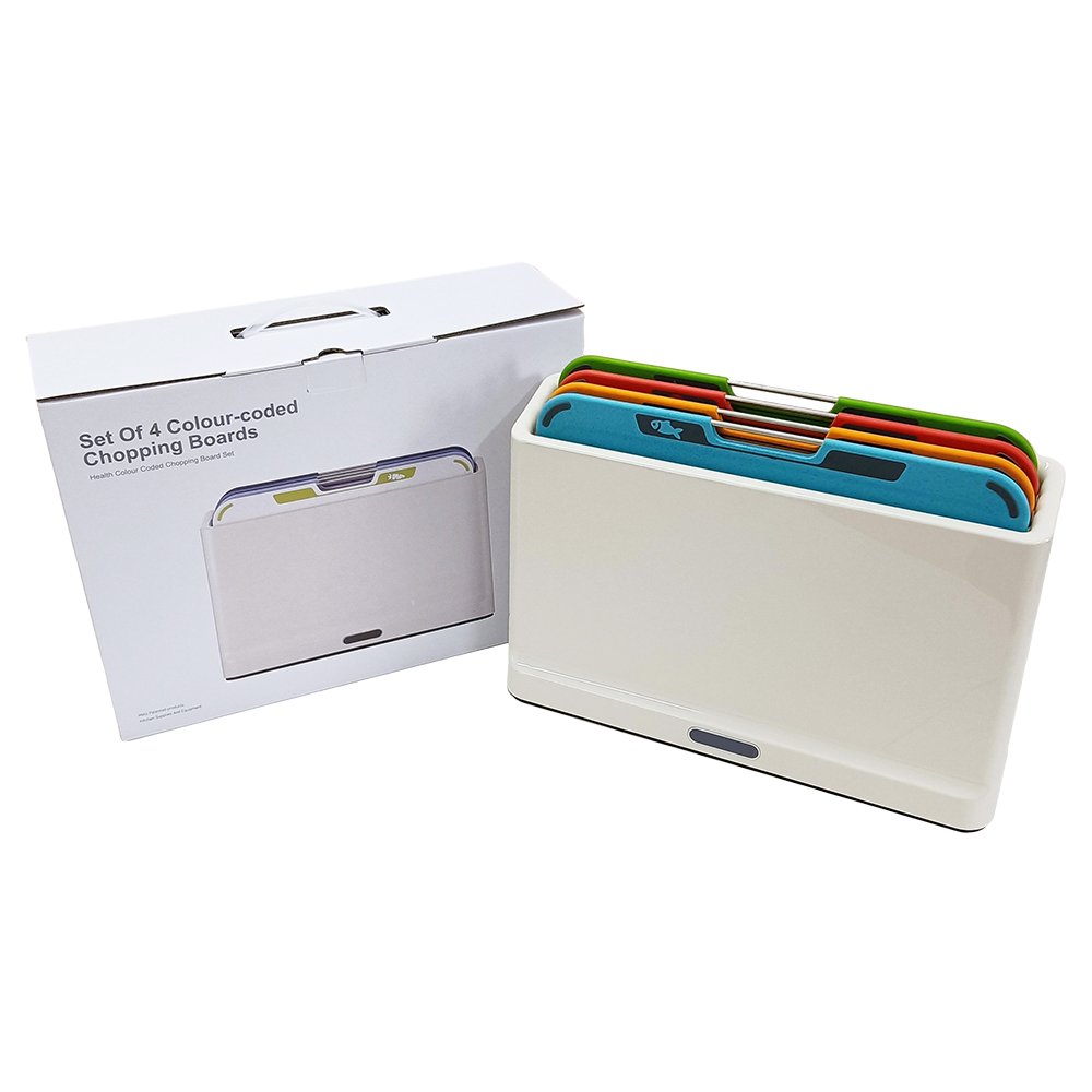 4 Piece Colour Coded Folio Chopping Board Set
