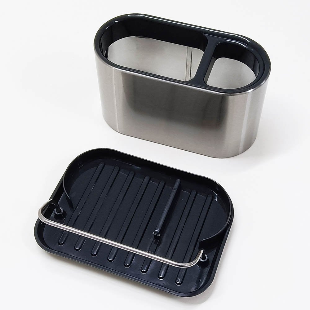 Stainless Steel Sink Caddy Sponge Brush Holder With Drain Tray