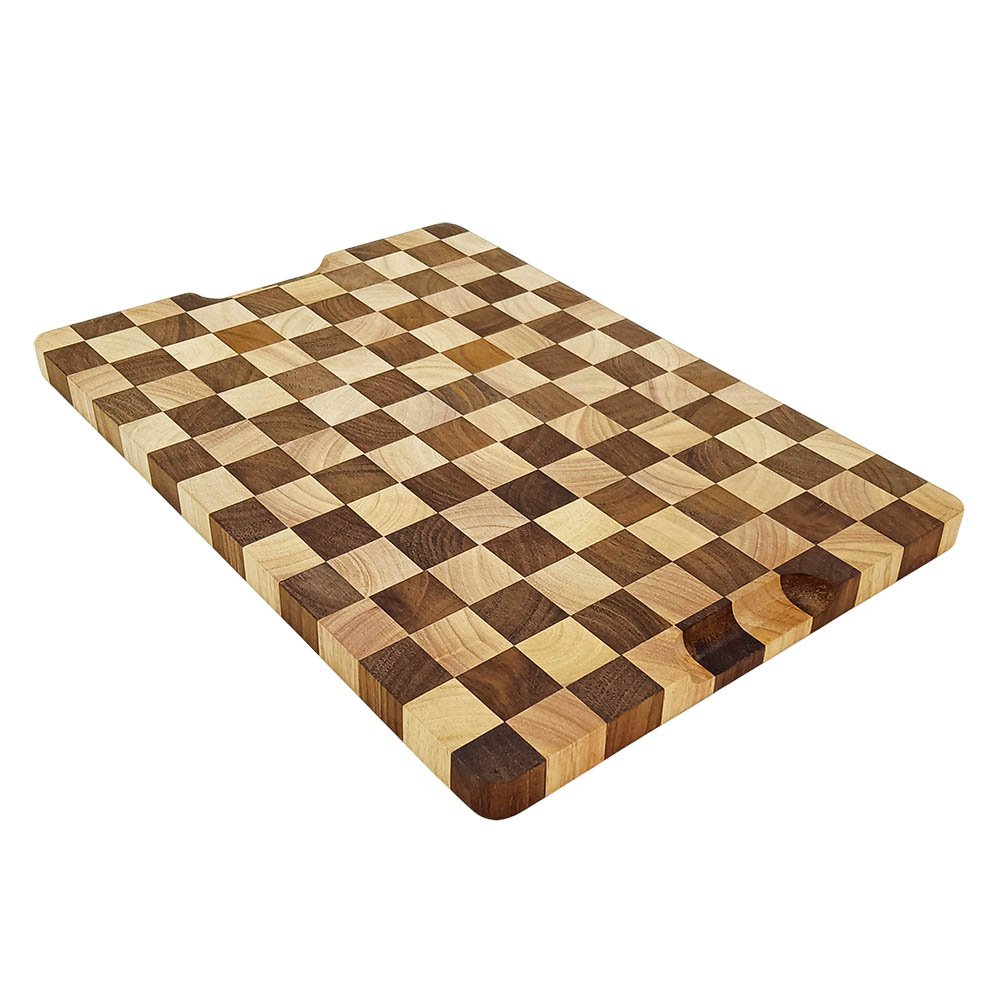 Large Wood Chopping Board Thick Checkered Cutting Board