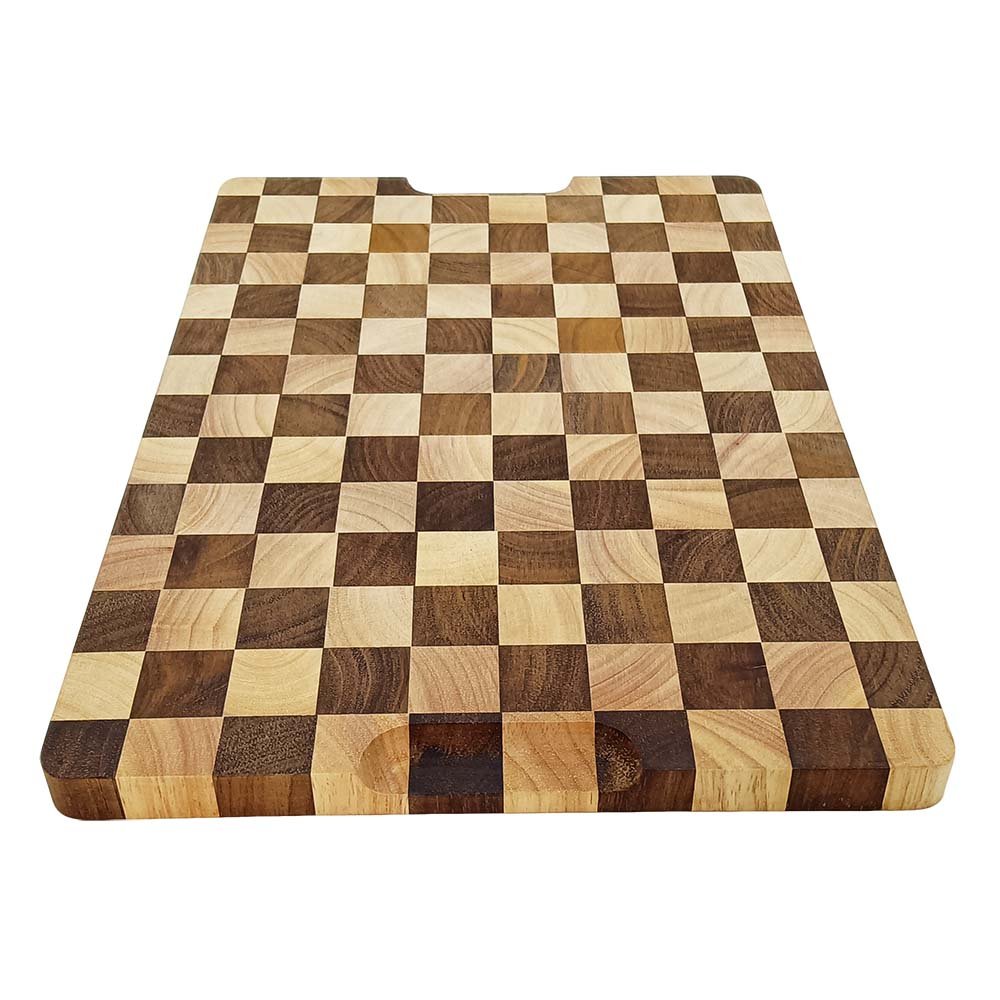Large Wood Chopping Board Thick Checkered Cutting Board