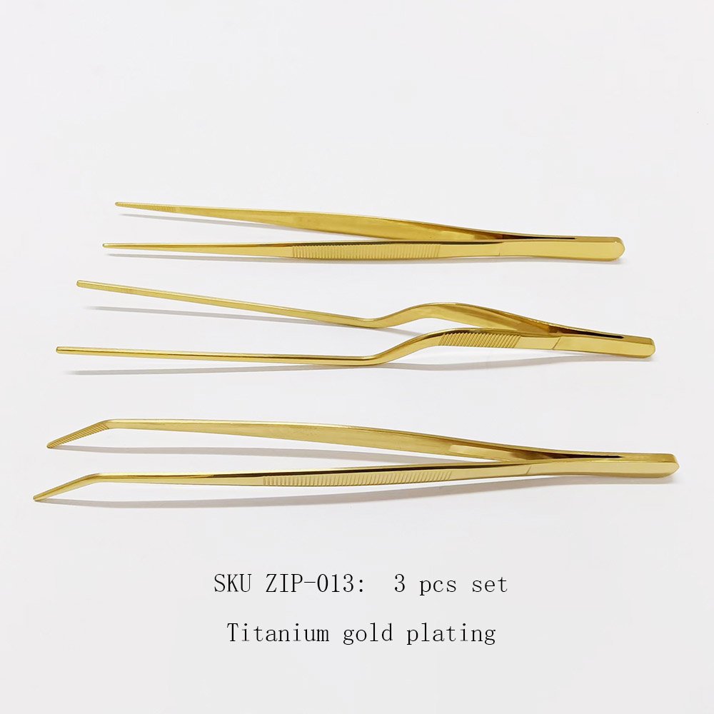Titanium Gold Plating Stainless Steel Tweezers Set