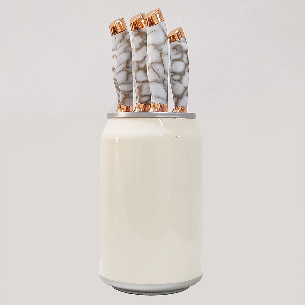 6 Pieces Set Kitchen Knife Set With Can Bucket Storage