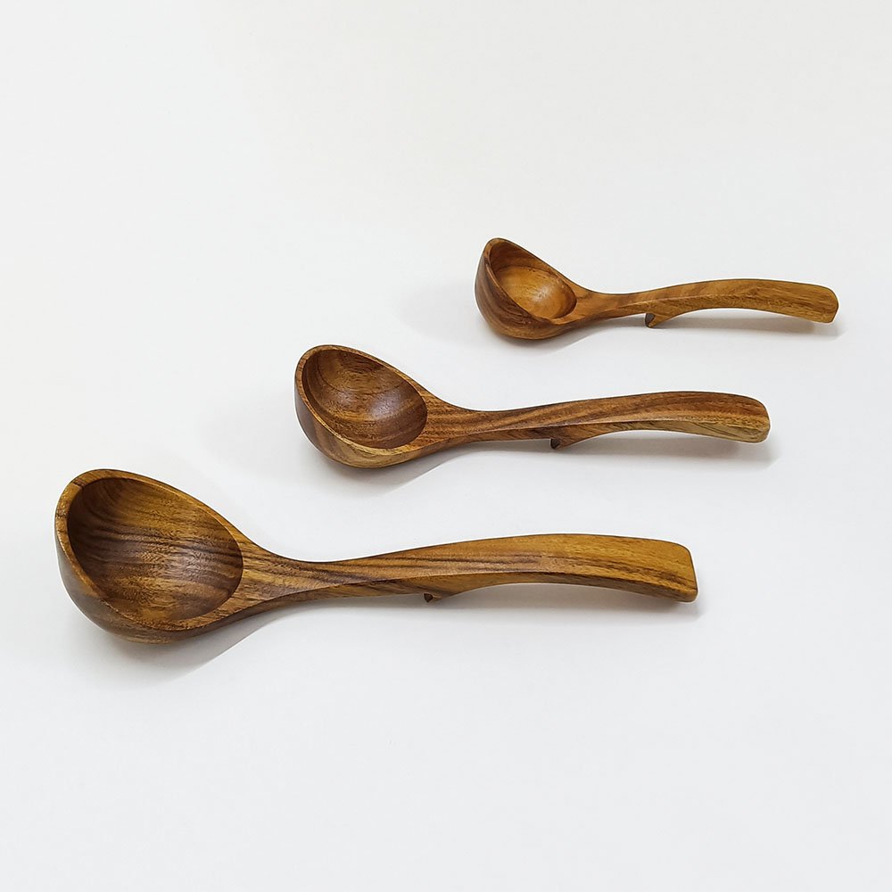 Natural Teak Wooden Ladles Set