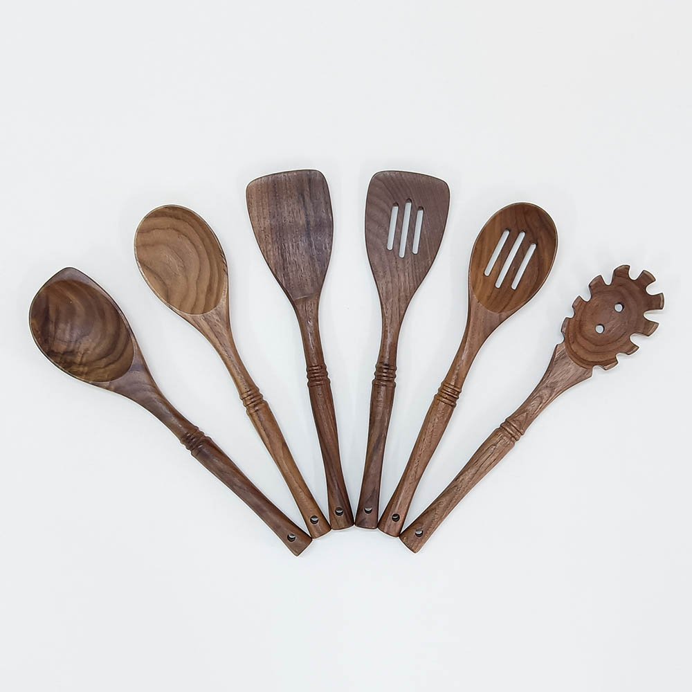 Natural Black Walnut Wooden Kitchen Utensils Set