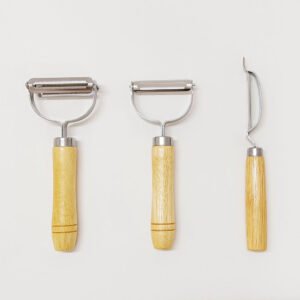 Stainless Steel Vegetable Peeler Grater Set With Wooden Handle