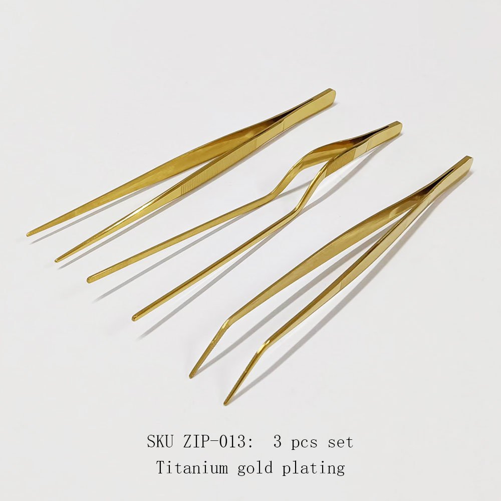 Titanium Gold Plating Stainless Steel Tweezers Set
