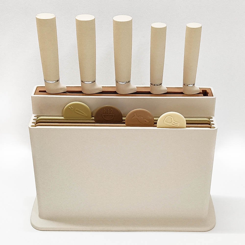 10-Piece Set Cutting Board With Knives And Stand Case