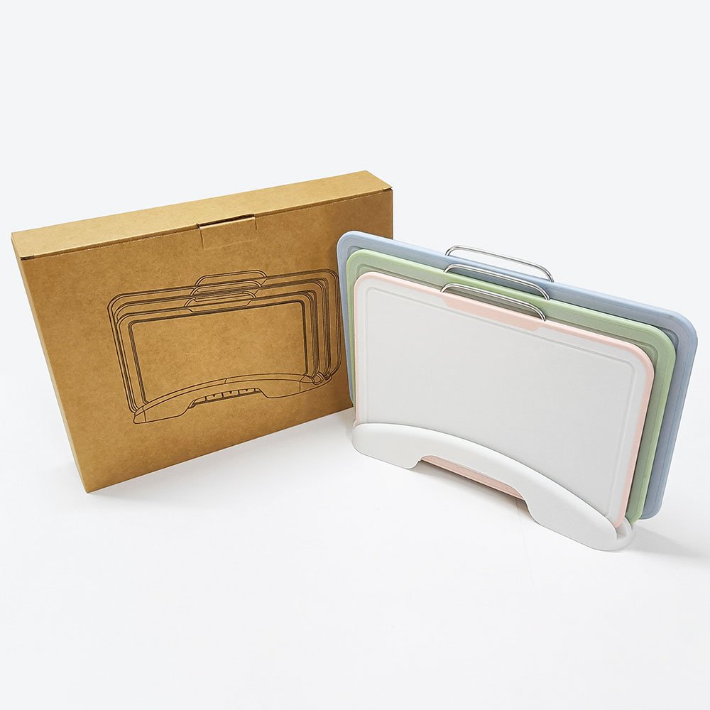 3Pcs Set Plastic Cutting Boards with Storage Stand
