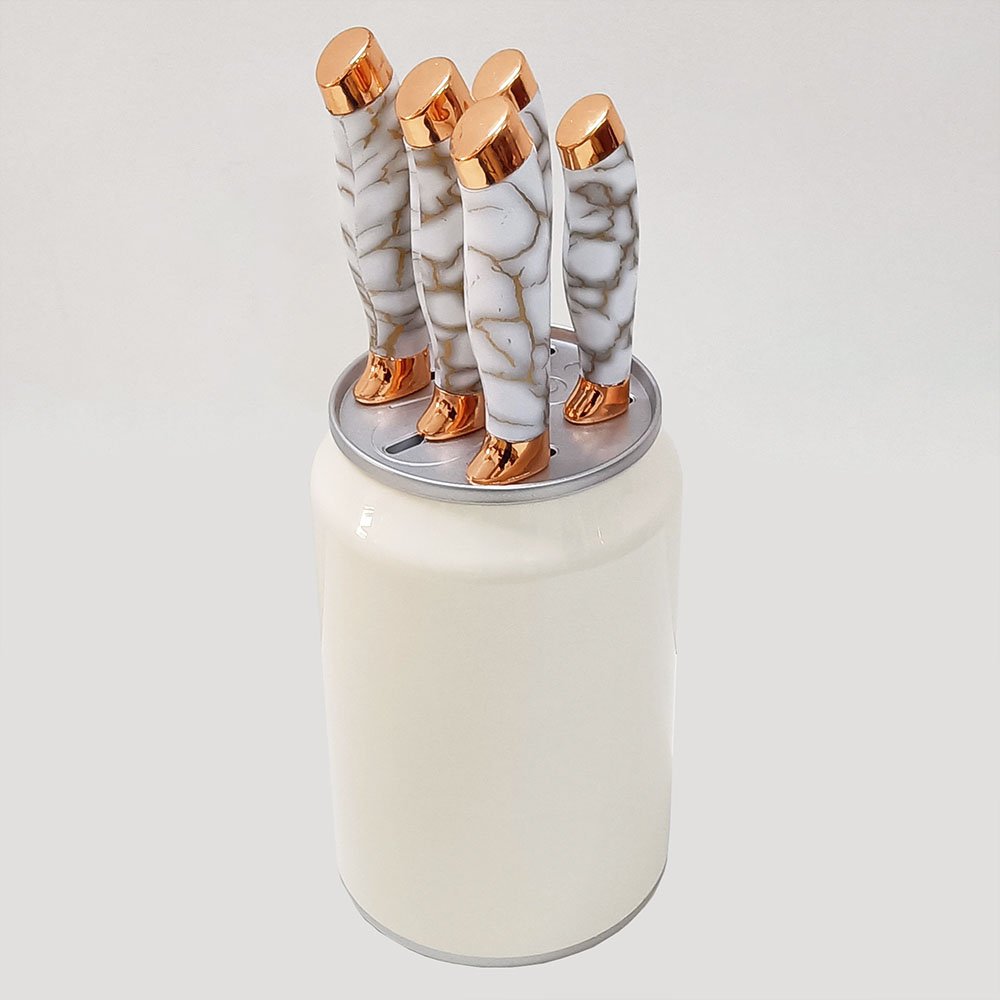 6 Pieces Set Kitchen Knife Set With Can Bucket Storage