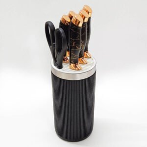 7 Pieces Marbling Handle Knife Set with Universal Round Holder