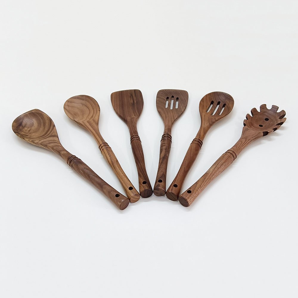 Natural Black Walnut Wooden Kitchen Utensils Set