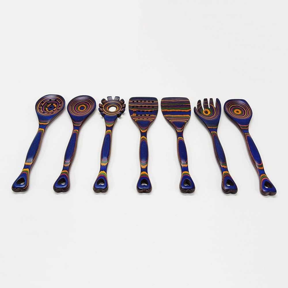 7-Piece Pakkawood Utensils With Heart-Shaded Handle