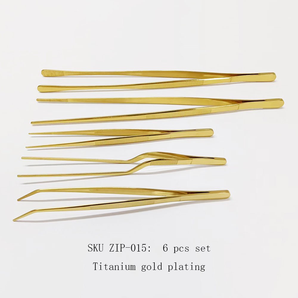 Titanium Gold Plating Stainless Steel Tweezers Set