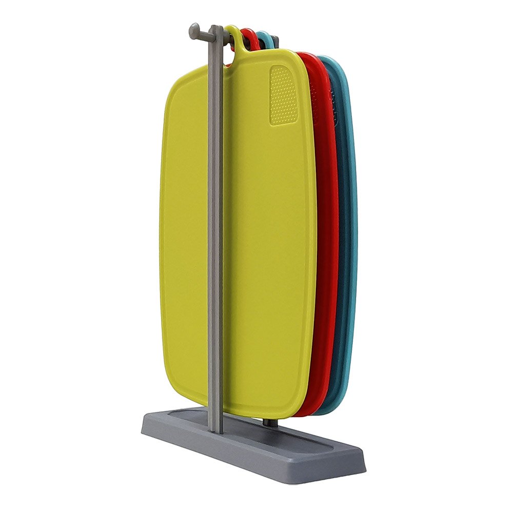 3pcs Colorful Plastic Cutting Board Set with Hanging Storage Rack