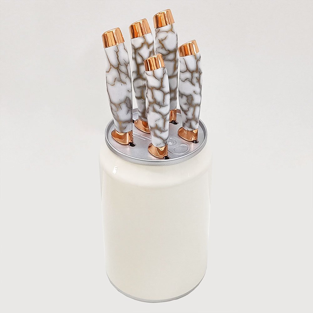 6 Pieces Set Kitchen Knife Set With Can Bucket Storage