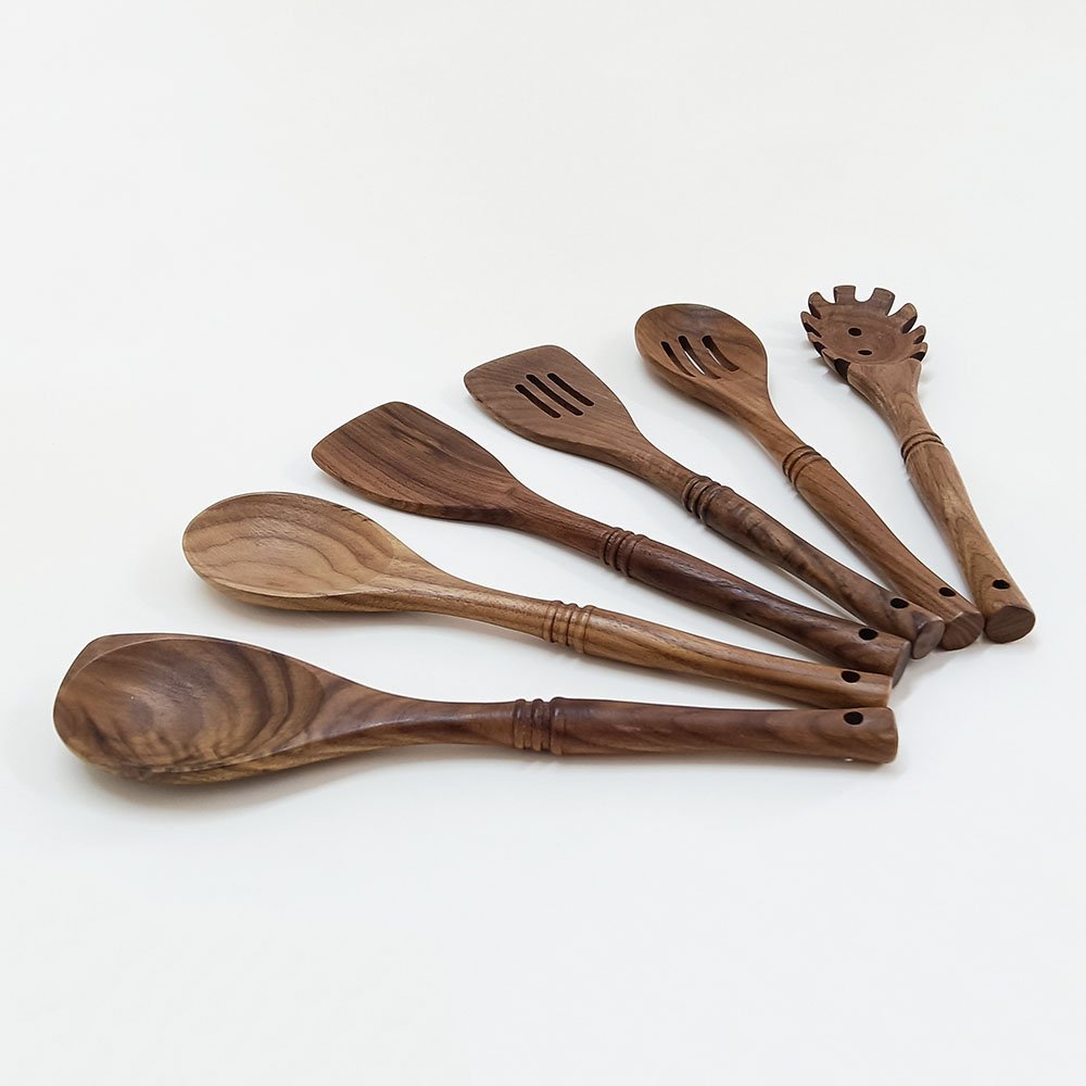 Natural Black Walnut Wooden Kitchen Utensils Set