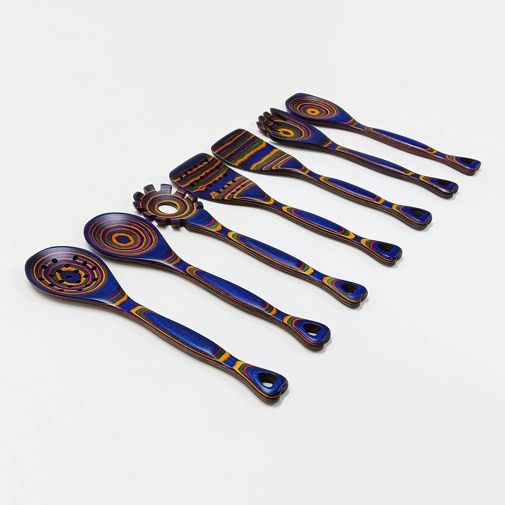 7-Piece Pakkawood Utensils With Heart-Shaded Handle