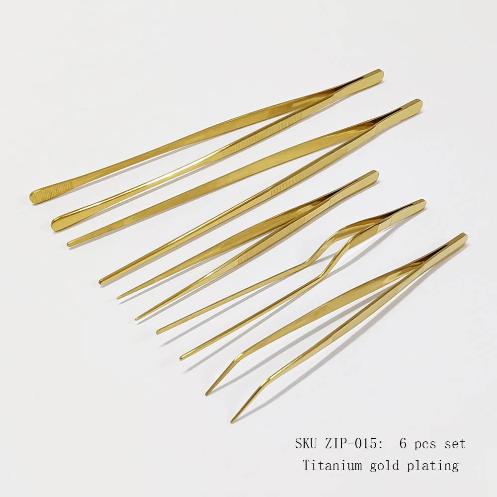 Titanium Gold Plating Stainless Steel Tweezers Set