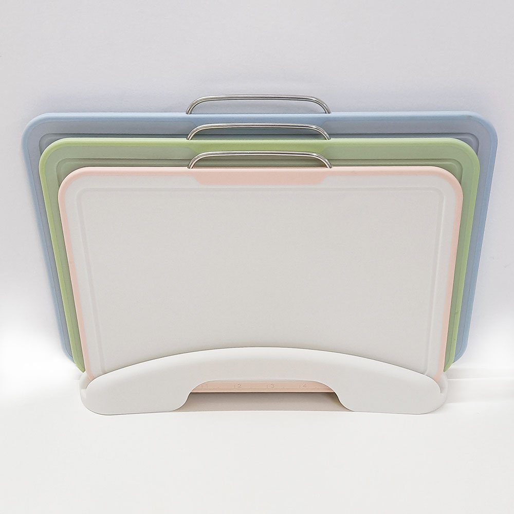 3Pcs Set Plastic Cutting Boards with Storage Stand