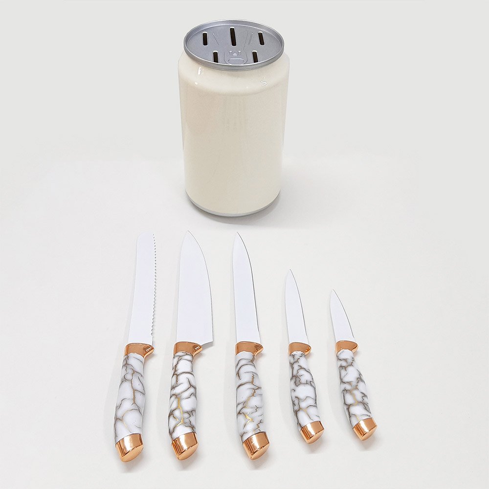 6 Pieces Set Kitchen Knife Set With Can Bucket Storage