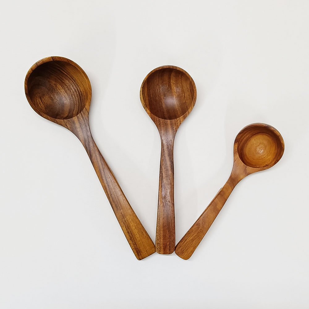 Natural Teak Wooden Ladles Set