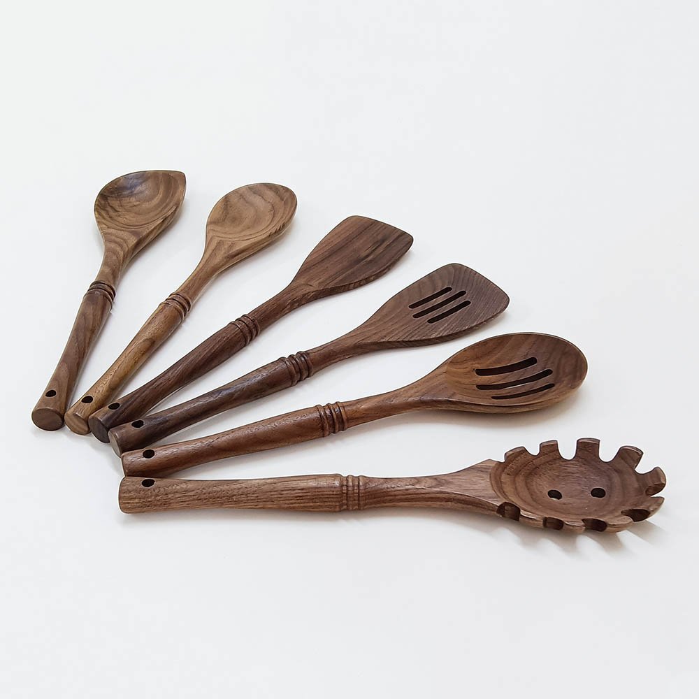 Natural Black Walnut Wooden Kitchen Utensils Set