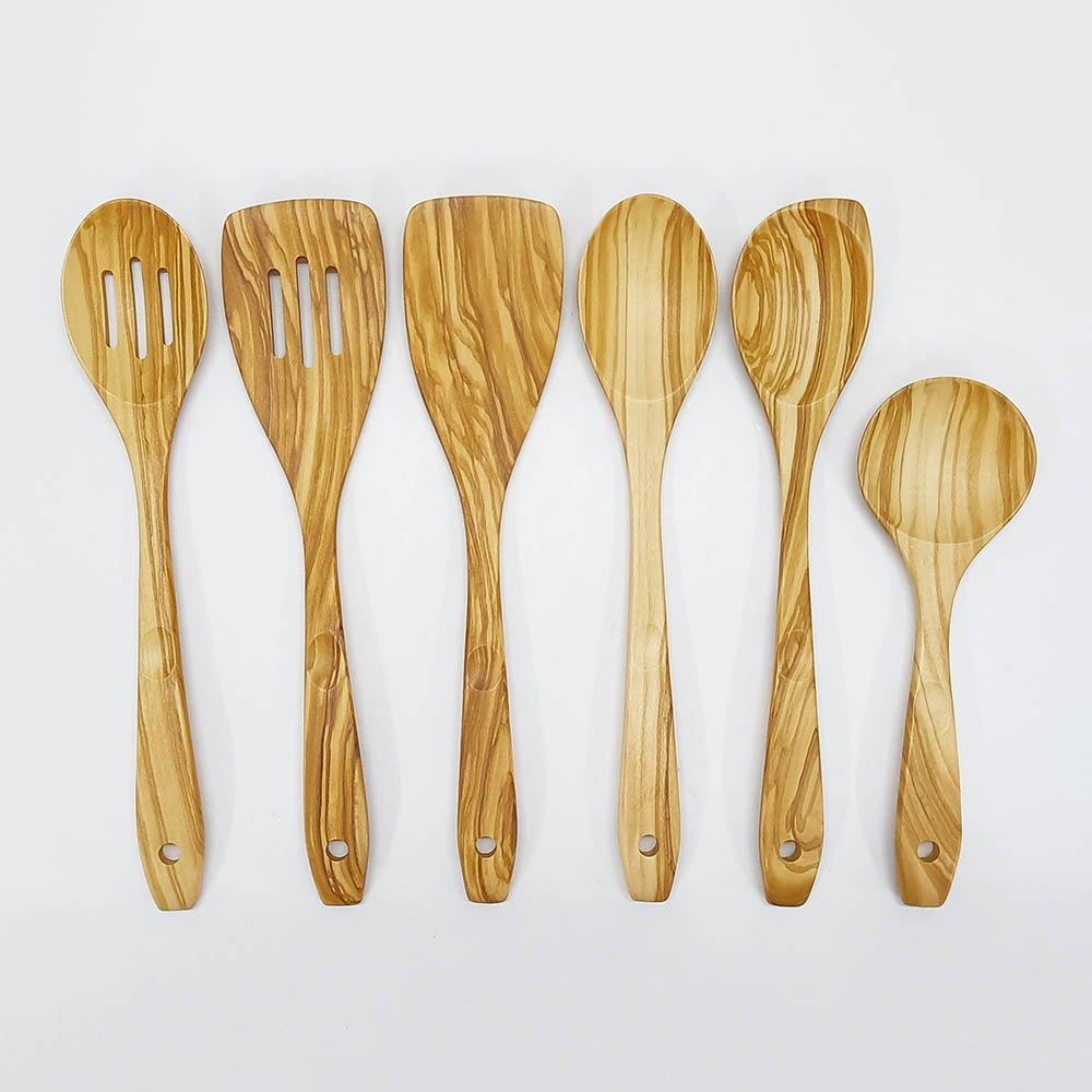 6 PCES Olive Wood Utensil Set