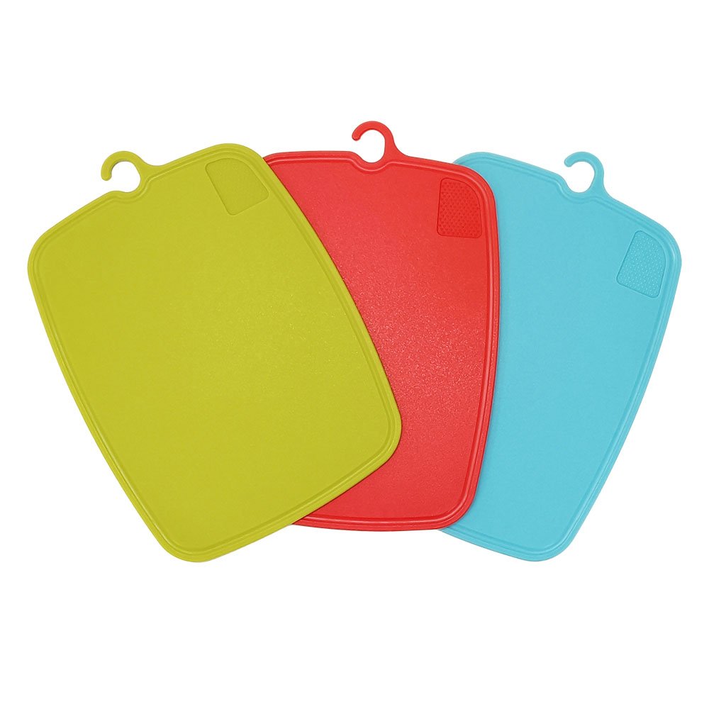 3pcs Colorful Plastic Cutting Board Set with Hanging Storage Rack