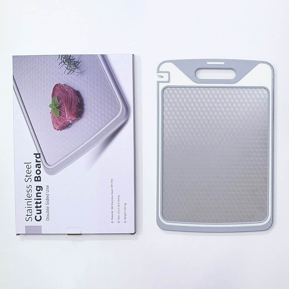 Double Sided 304 Stainless Steel Cutting Board with Diamond-Patterned