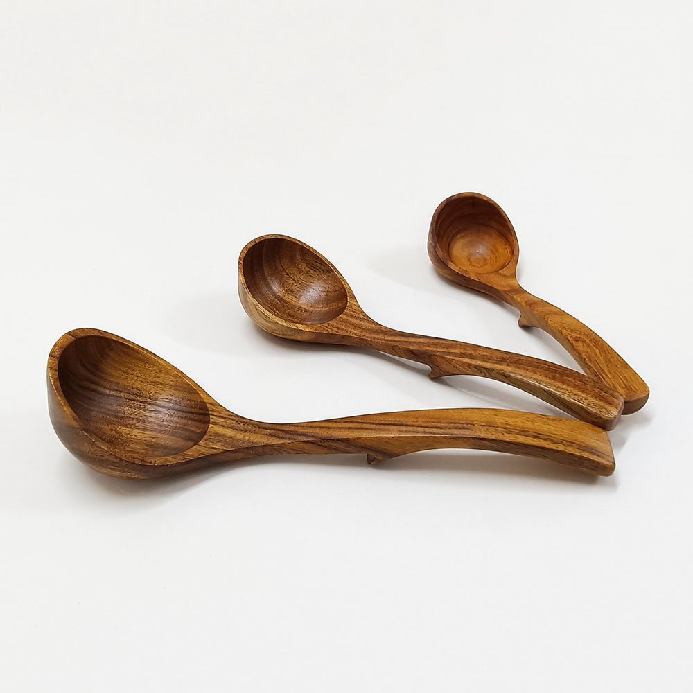 Natural Teak Wooden Ladles Set