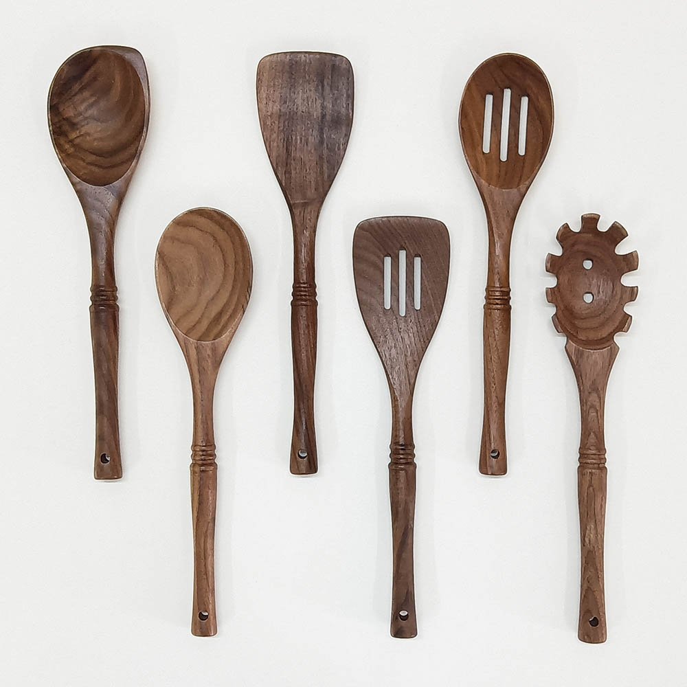 Natural Black Walnut Wooden Kitchen Utensils Set