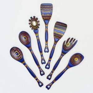 7-Piece Pakkawood Utensils With Heart-Shaded Handle