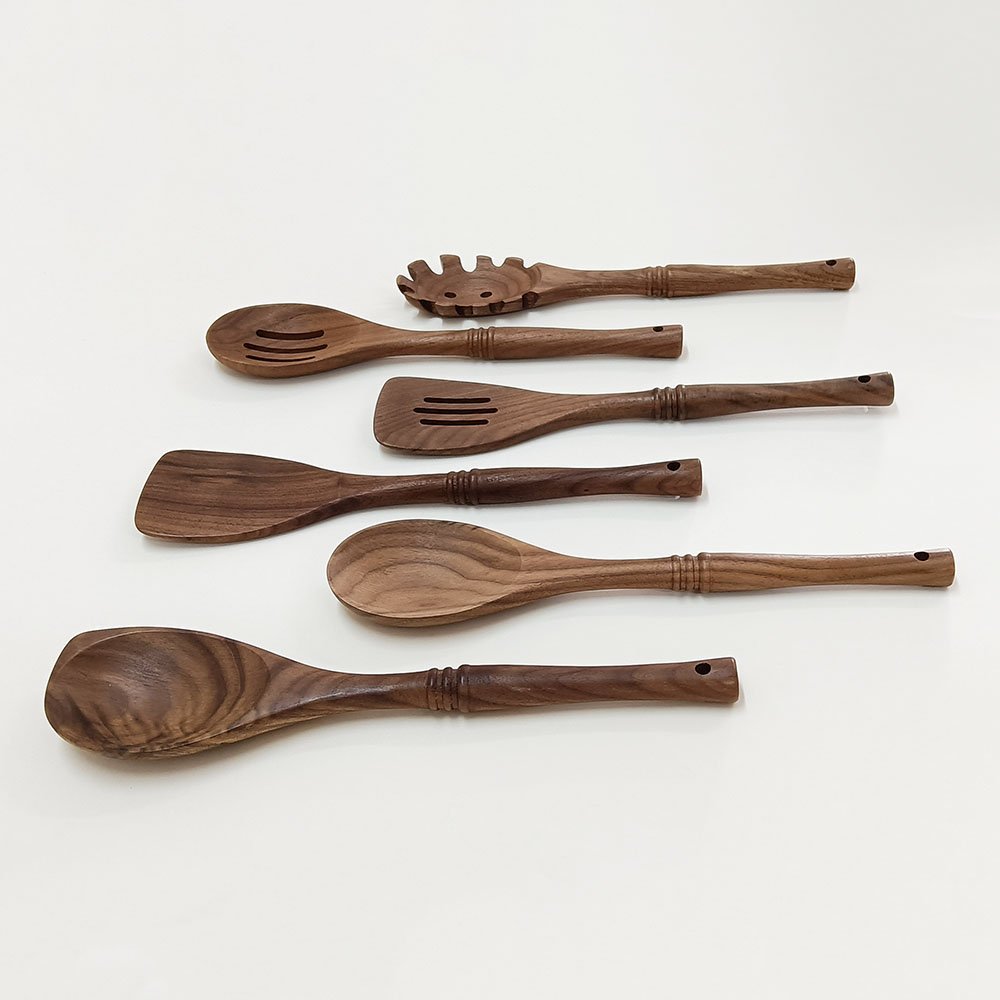 Natural Black Walnut Wooden Kitchen Utensils Set