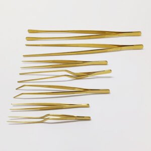 Titanium Gold Plating Stainless Steel Tweezers Set