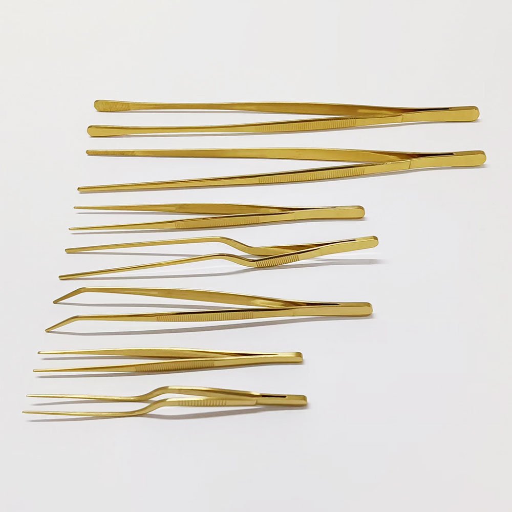 Titanium Gold Plating Stainless Steel Tweezers Set