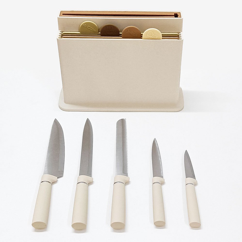 10-Piece Set Cutting Board With Knives And Stand Case